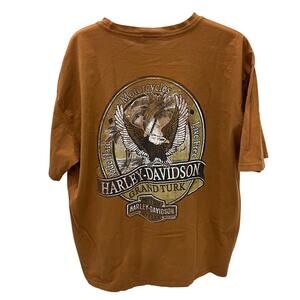 Harley Davidson Grand Turk Men's XL Orange Ride Hard Live free Graphic T-shirt